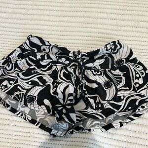 Free People Black and White High Waist Abstract Shorts